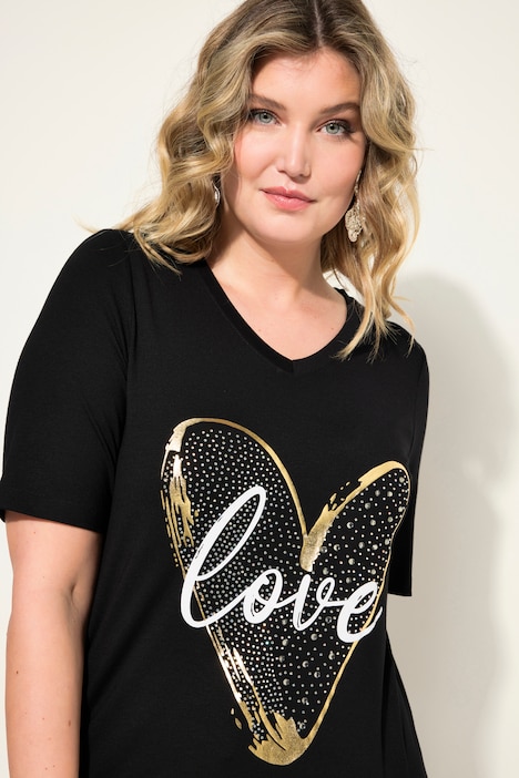T-Shirt, A-Linie, LOVE Herz, Halbarm