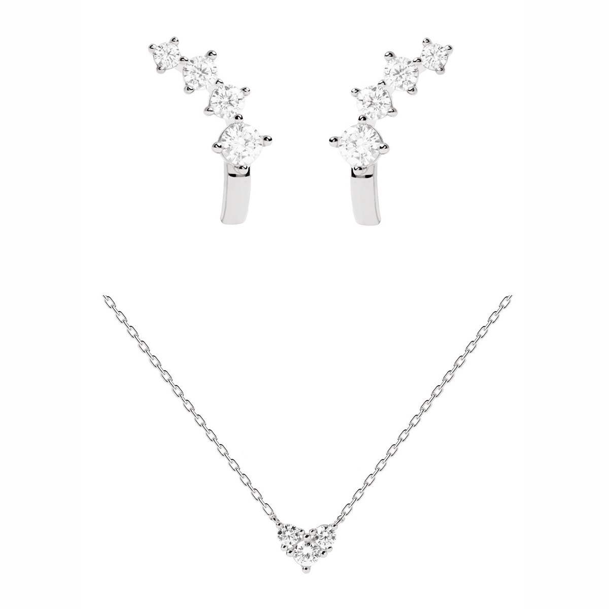Parure Collier et Boucles d'oreilles PDPaolaargenté