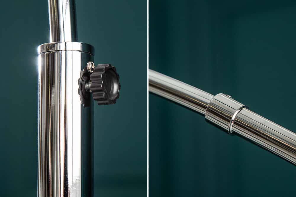 Ausziehbare Bogenlampe LOUNGE DEAL 170-200cm weiß Leinenschirm Stehlampe