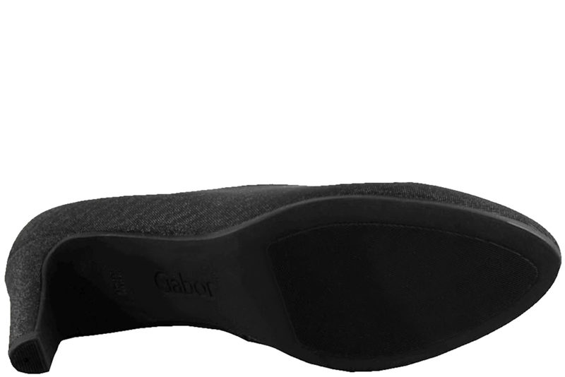 GABOR PUMPS I SORT TEKSTIL MED GLIMMER