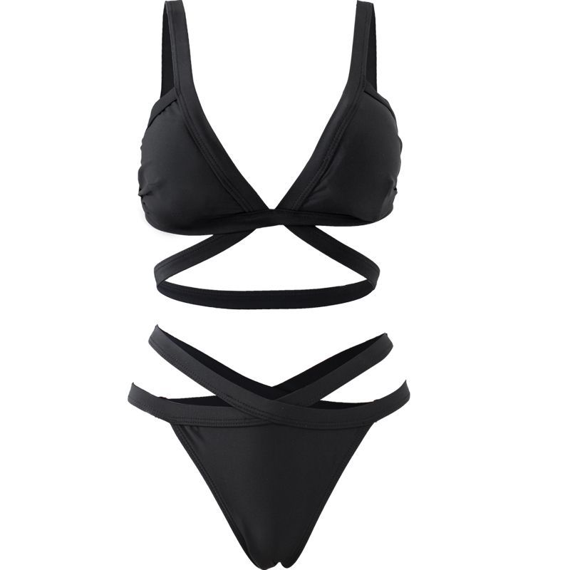 Sancus - Set: Effen bikinitop + uitgesneden broekje