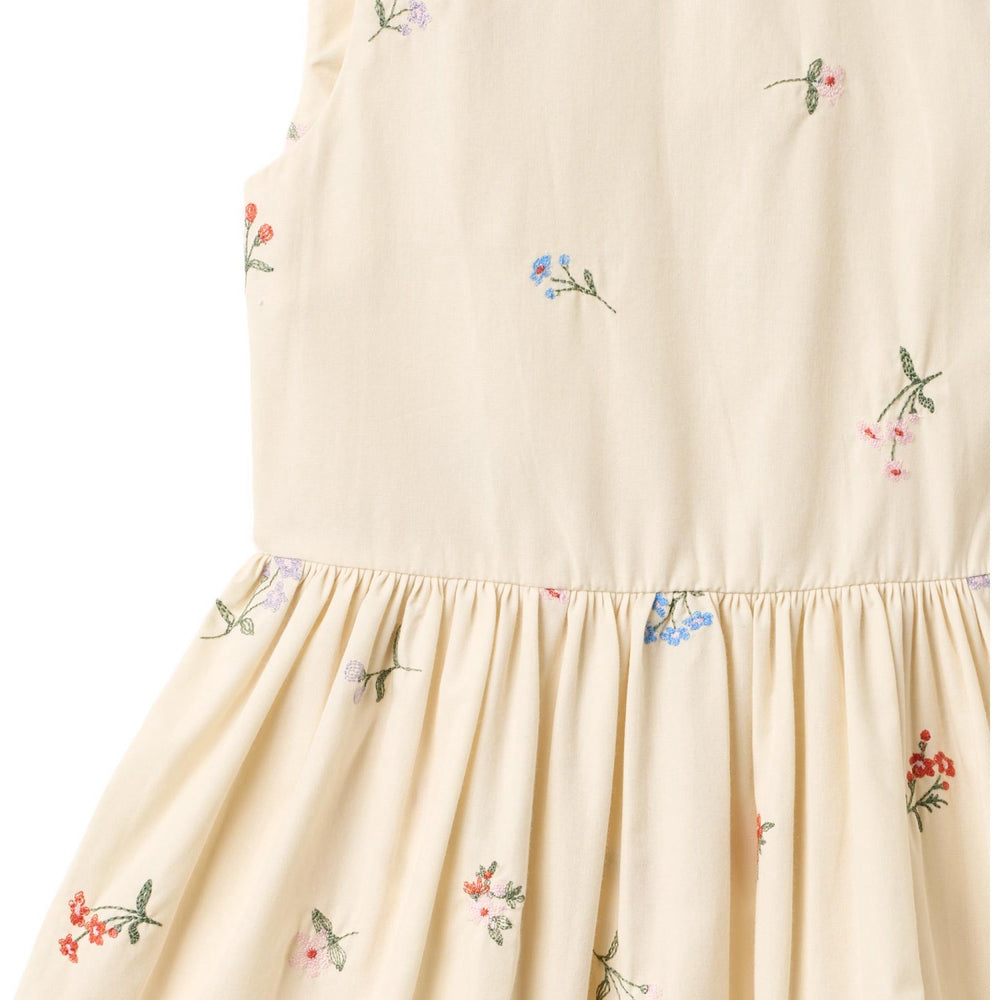 Køb Wheat Ivory Embroidery Flowers Kjole Thelma