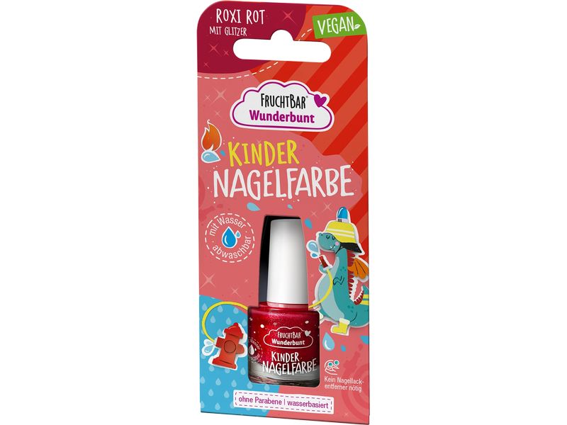 Fruchtbar Kinder-Nagellack Wunderbunt Roxi Rot mit Glitzer Nagelfarbe für Kinder