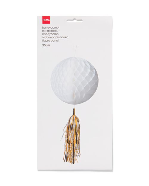décoration en papier alvéolé ballon blanc doré Ø30cm