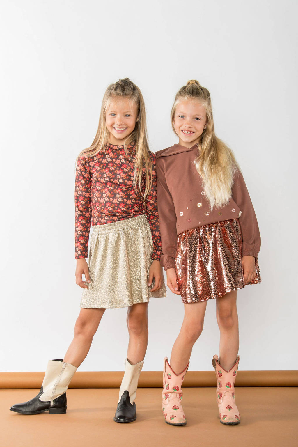 B.Nosy gebloemde jurk Day bruin/roze/goud