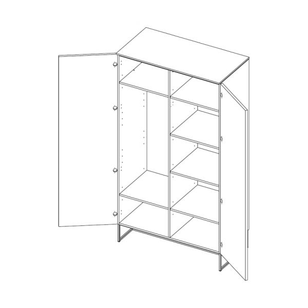 Kidsmill Modular 2 Kledingkast 2-Deurs Mat Wit - Zwart - Mat Wit