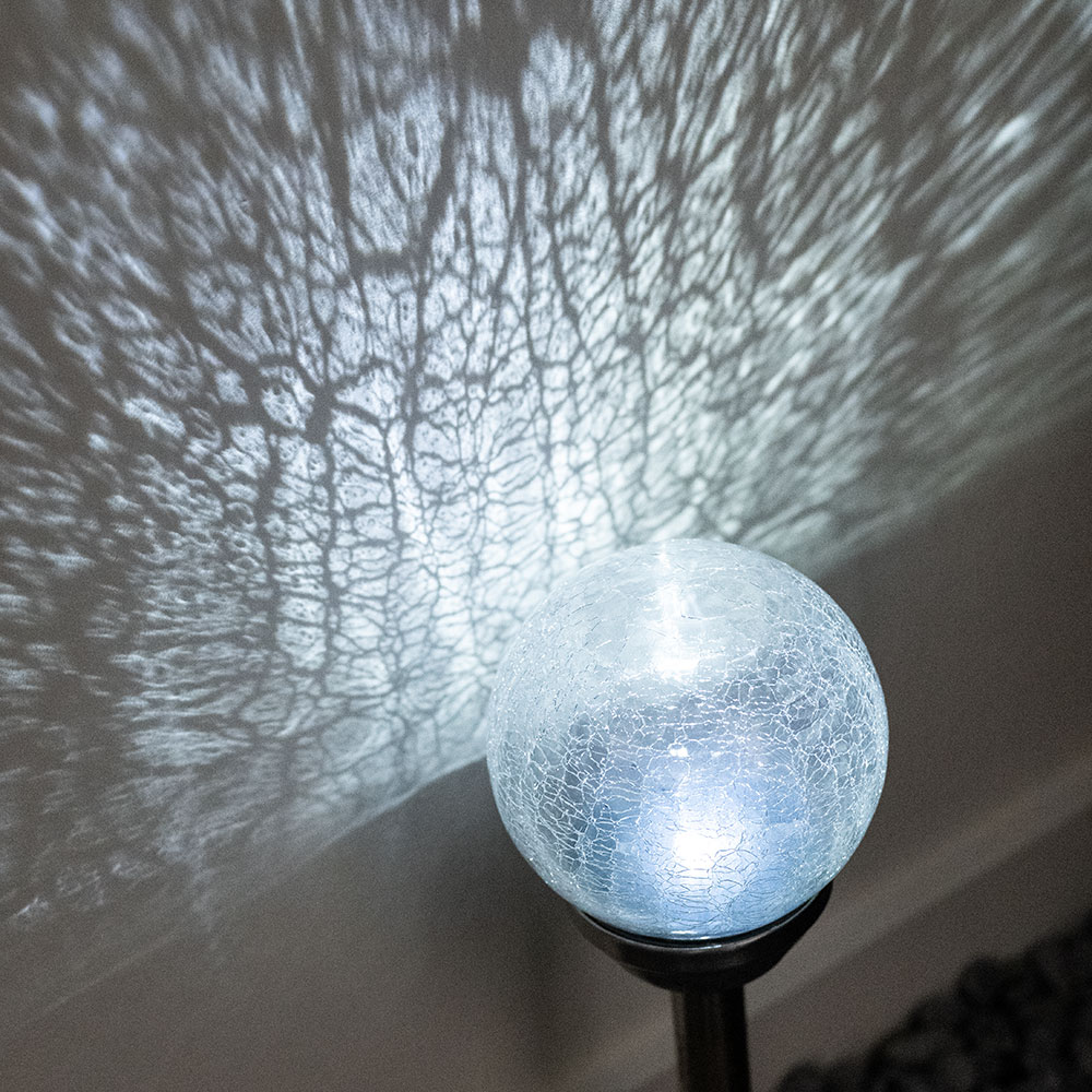 LED Solarleuchte, IP44, Erdspieß Glas, Akku, H 55cm
