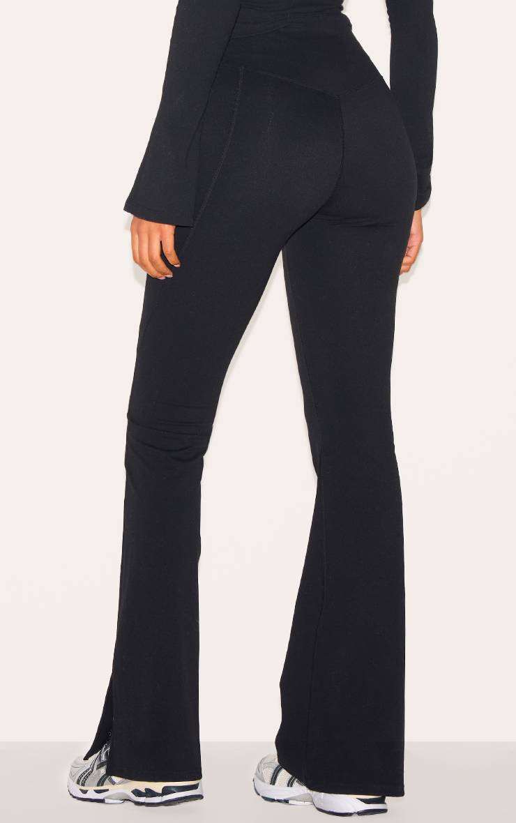 Noir Legging Évasé Sculptant Grande Taille Avec Détails De Coutures Contour