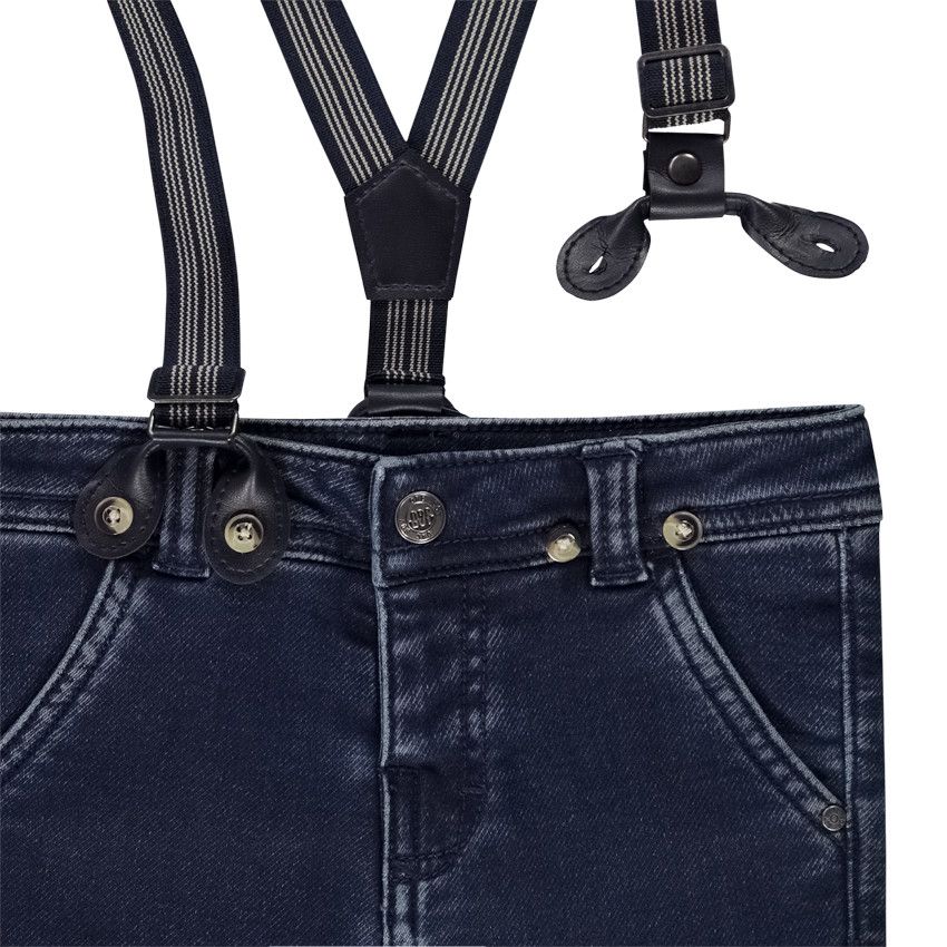 Jean à bretelles amovibles pour bébé garçon - Bleu moyen