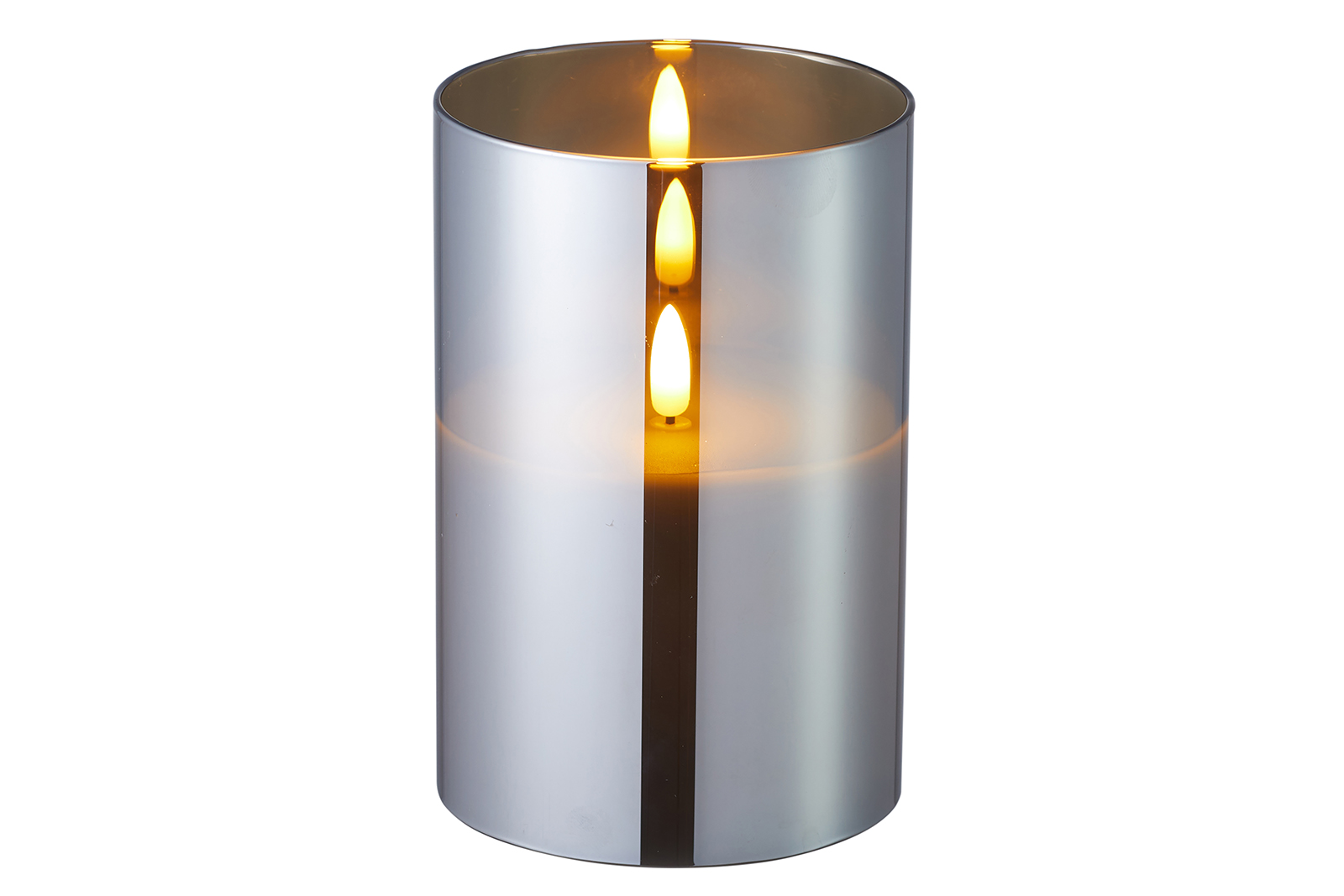 LED lys i glass Grått glass med LED lys. H15 cm