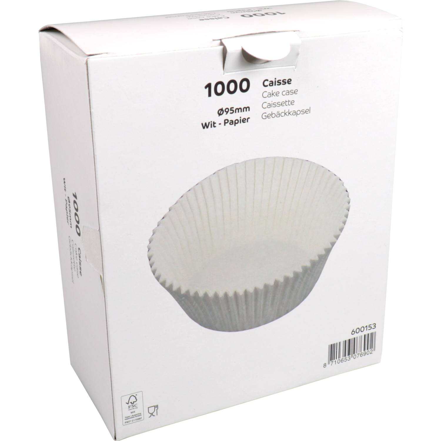 Caisse, papier, rond, Ø95mm, wit