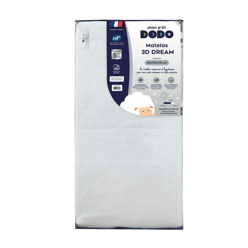 Matelas 3D dream ultra respirant et ventilé 70x140 cm Blanc/Anthracite - MON P'TIT DODO