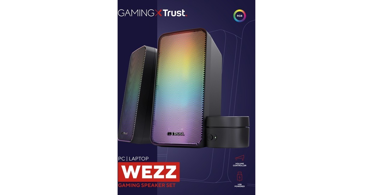 TrustGXT 611 WEZZ ILLUMINATED 2.0 RGB Speaker set pc-luidspreker  (Zwart, RGB leds)