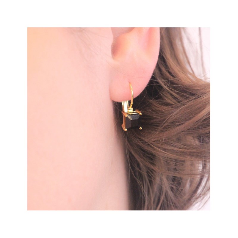 Boucles d'oreilles Square - Doré et Noir
