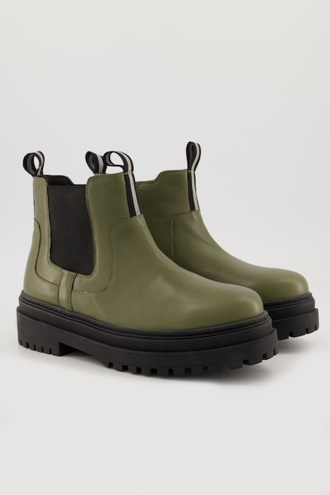 Chunky Chelsea-Boots, Elastikeinsatz, Zipper, Weite H