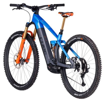 VTT Électrique Tout-Suspendu Cube Stereo Hybrid 140 HPC Actionteam 750 Shimano XT 12V 750 Wh 27.5'' Bleu Gris Actionteam