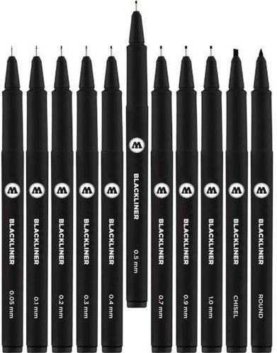 Molotow - Blackliner Marker - Set 3 - Zwart - Professionele Tekenstiften