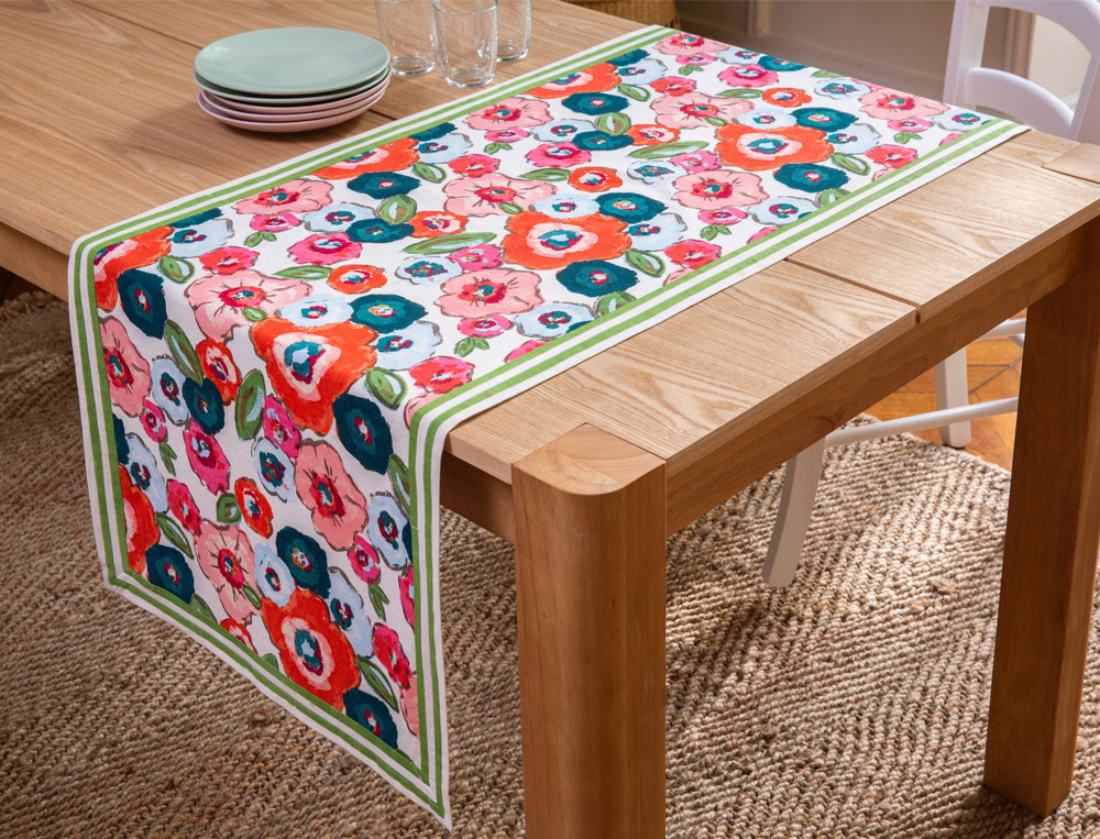 Chemin de table imprimé-Sorbets de fleurs