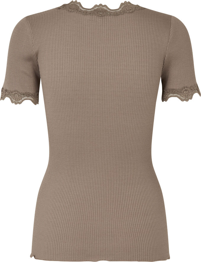 Rosemunde Silk t-shirt w/ lace Sand