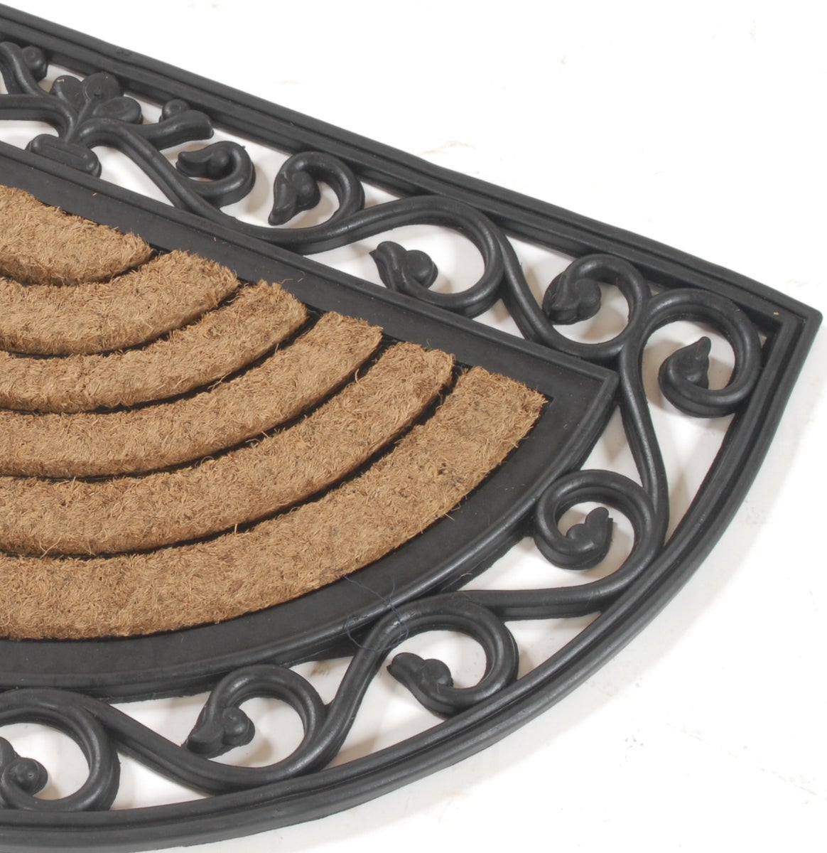Premium halfronde deurmat van rubber en kokos, set van 2, 76 x 46 cm