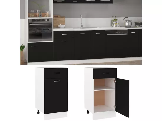 Armoire de plancher à tiroir Noir 40x46x81,5 cm Bois ingénierie