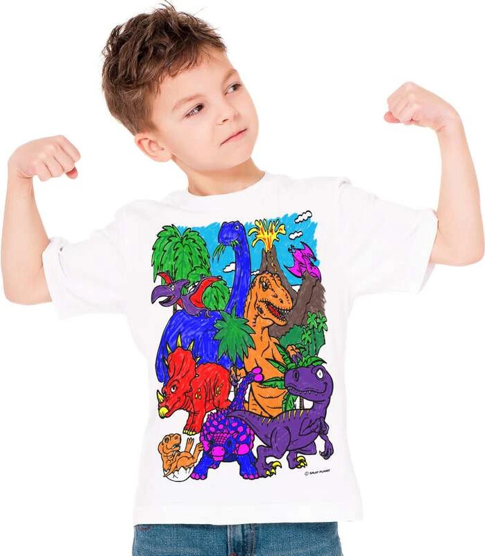 Splat Planet - T-Shirt Farv Og Vask Af - 10 Tuscher - 3-4 År - Dinosaur