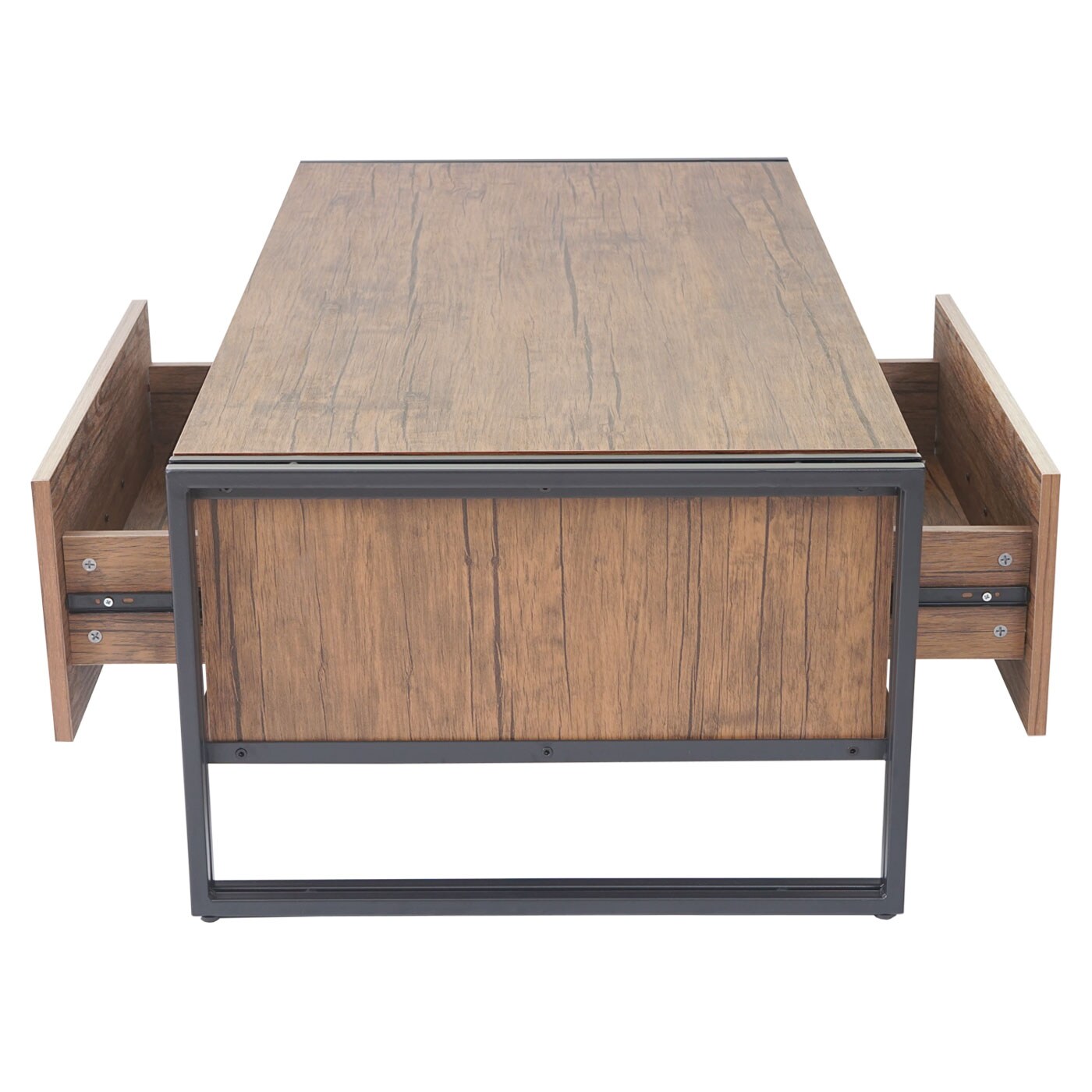 Couchtisch MCW-A27, Beistelltisch Wohnzimmertisch, 41x120x60cm 3D-Struktur, Metall MDF ~ Wildeiche-Optik