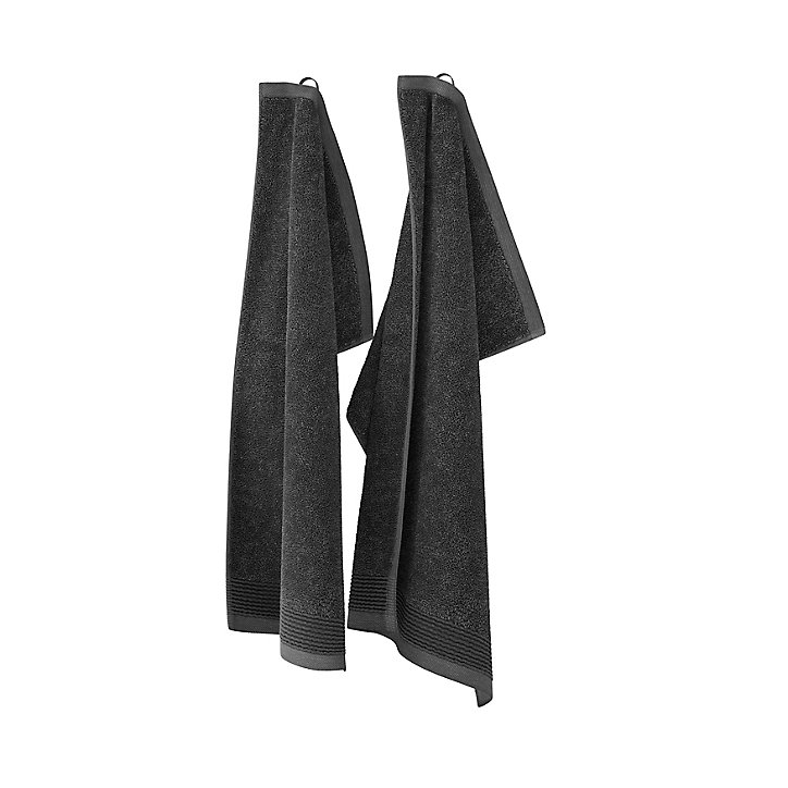 Lot 2 serviettes de toilette anthracite Koros 50 x 30 cm GoodHome