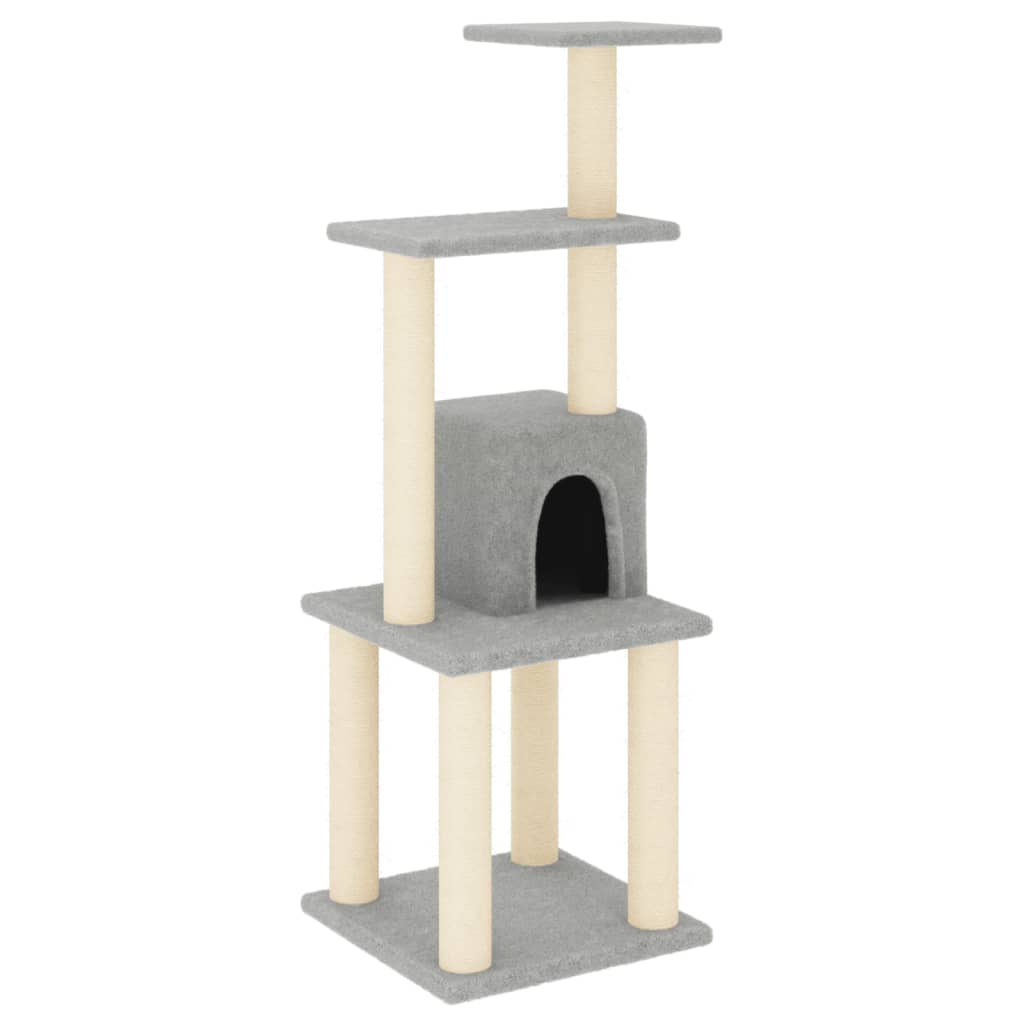 Arranhador para gatos Vidaxl com toca, cinza claro