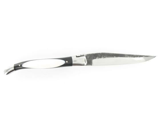 Laguiole 12 cm Dodu - Ebène & Ivoire - Lame Brute de Forge - 2 mitres Couteau de poche par Laguiole en Aubrac