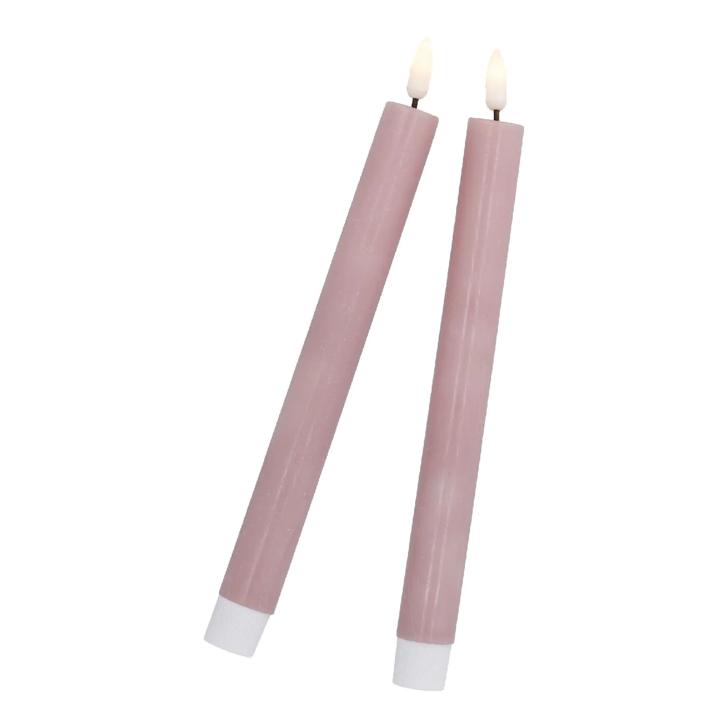 2er Set LED-Stabkerze Rustik, altrosa, 24.5 cm