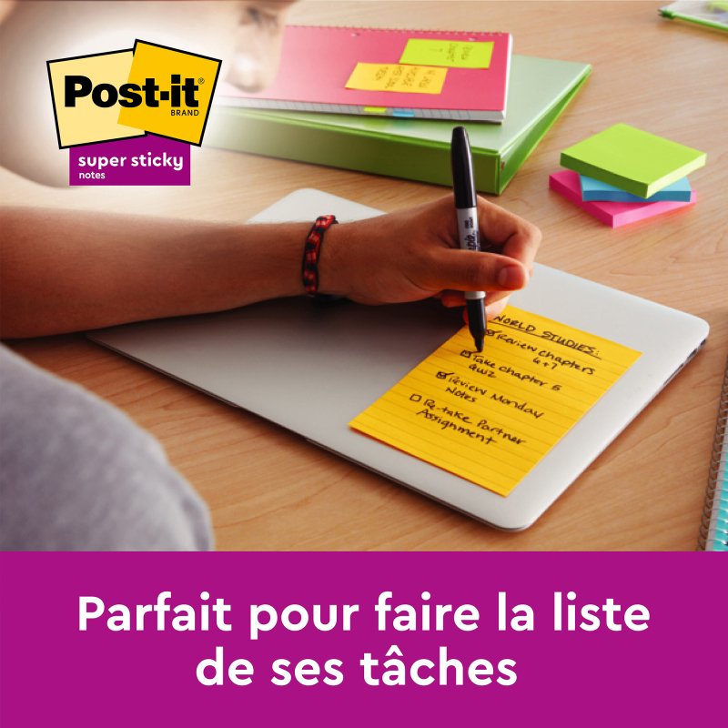 Notes repositionnables jaunes Post-it - bloc de 100 feuilles