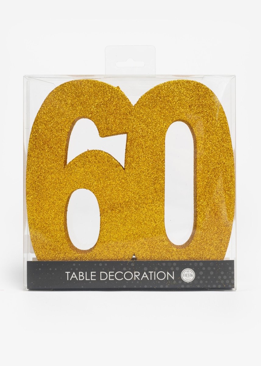Goud Tafeldecoratie Cijfer 60 Glitter 20,5cm