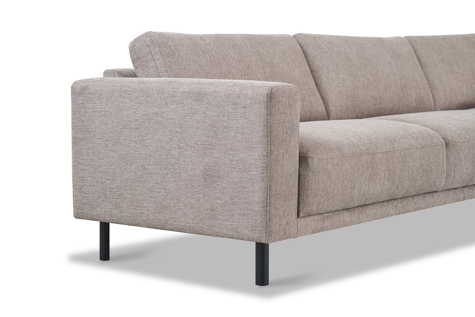 Portland hjørnesofa 32 Tekstil Brego 34 Stone med sorte ben