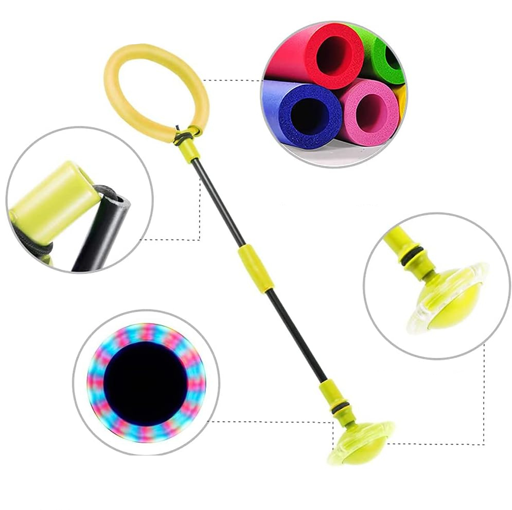(162cm) Kinder LED Springring Blinkendes Hüpf Spielzeug Fuss Kreisel Sprung Ball - Gelb