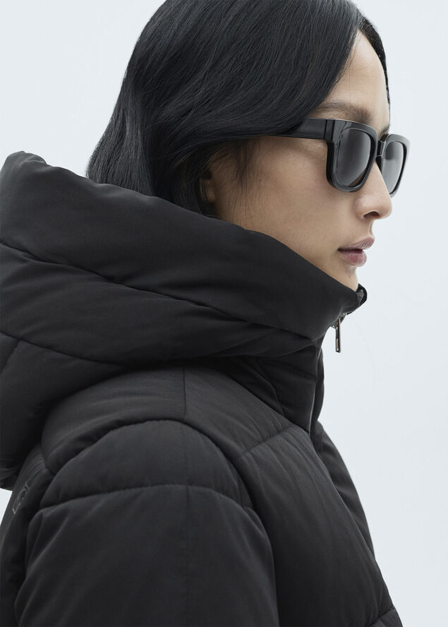 MANGO Hood quilted coat Black