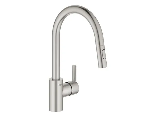 Grohe Feel etgr køk brus dual - Etgrebskøkkenbatteri, C-tud, zero, højt udløb, supersteel
