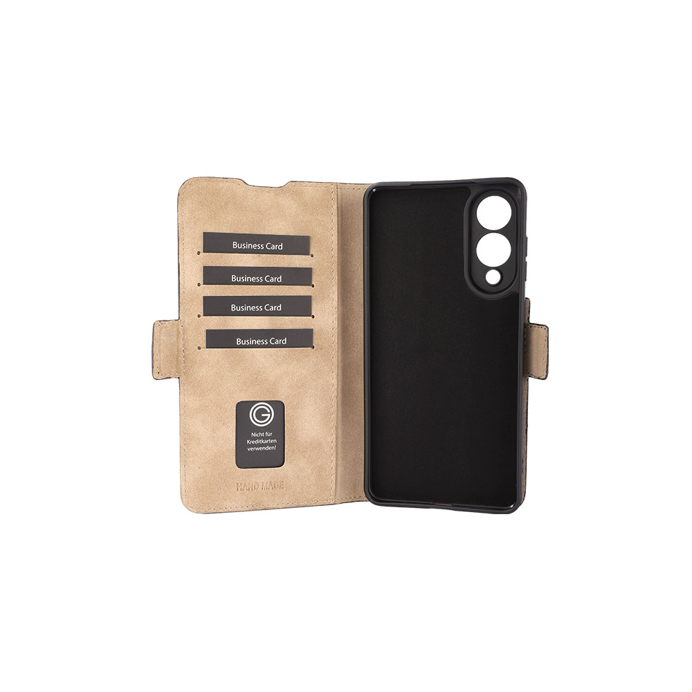 Samsung Galaxy S25 Edge Echtleder Tasche Flip Cover Hand Made (FABIOS25E-01) - Schwarz