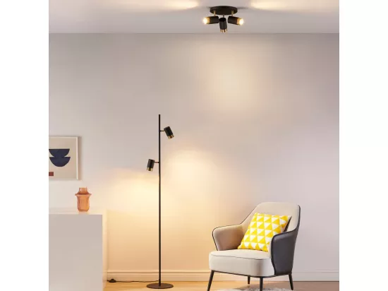 Lampadaire design noir double spots orientables - Elya