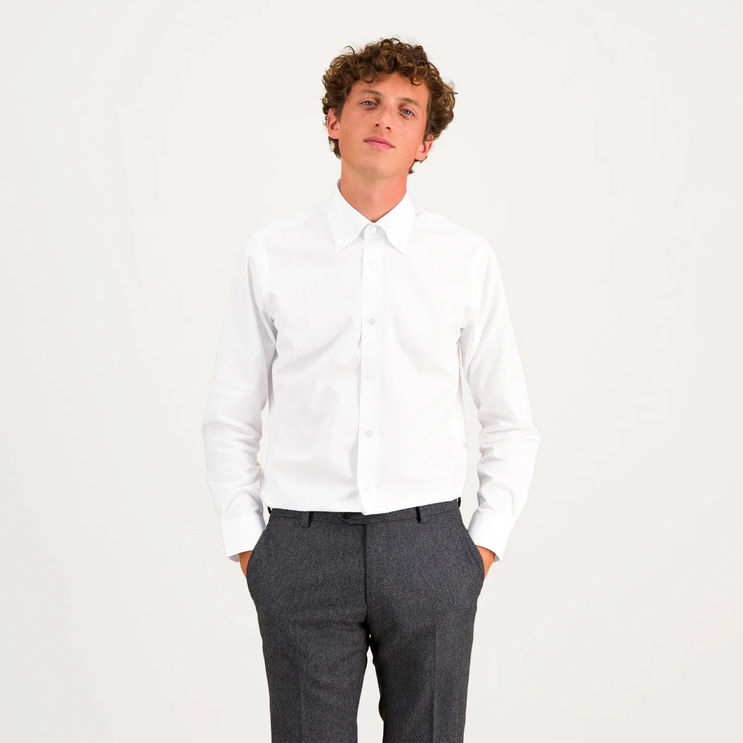 Double twisted fitted shirt in white poplin