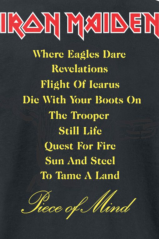 Piece Of Mind Tracklist | Iron Maiden T-Shirt Manches courtes