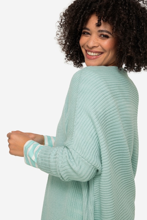 Strickjacke, oversized, offene Form, Feinstrick, V-Ausschnitt, Langarm