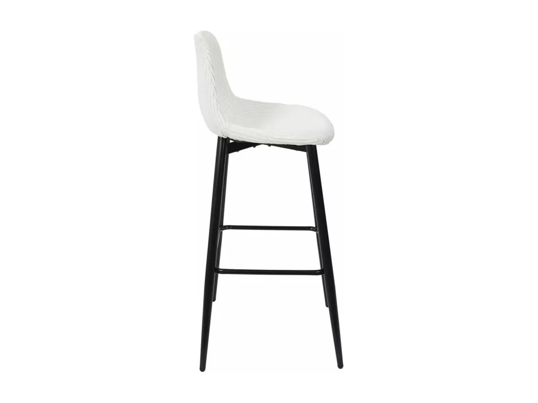 AMORY - Lot de 2 tabourets de bar en velours côtelé coloris crème