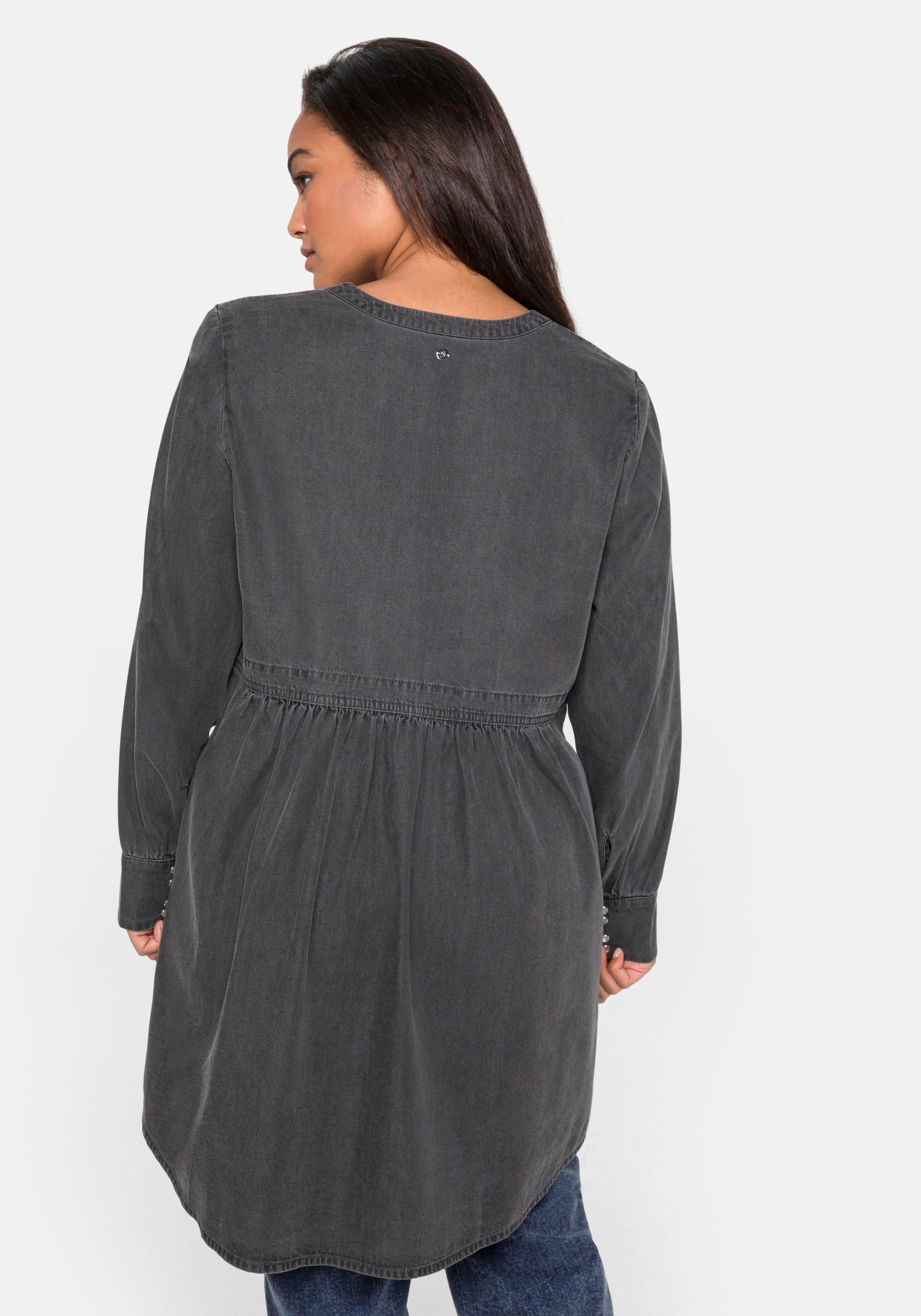 Jeanstunika in Longform, mit hoch angesetzter Taille