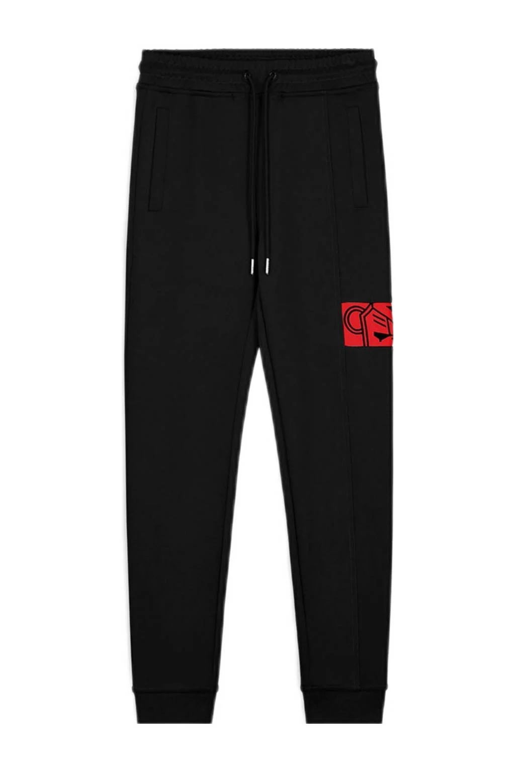 BLACK BANANAS regular fit joggingbroek JR. COMMANDER zwart/rood