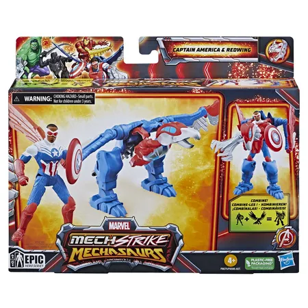 Hasbro Marvel Mech Strike Mechasaurs Captain America mit Redwing Mechasaur