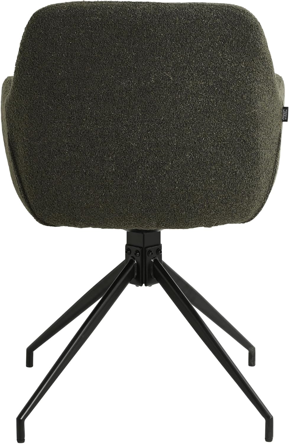 CLP Esszimmerstuhl drehbar Merlinda, Sessel mit Armlehnen in Teddy-Polsterung, 180° Swivel-Funktion, Polsterstuhl mit Metallgestell, Farbe:dunkelgrün