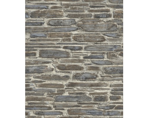 Vliesbehang 863420 steenlook grijsblauw