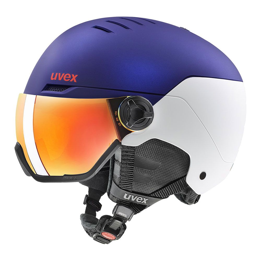 Uvex WANTED VISOR - Casque ski purple bash/white matt/mirror orange