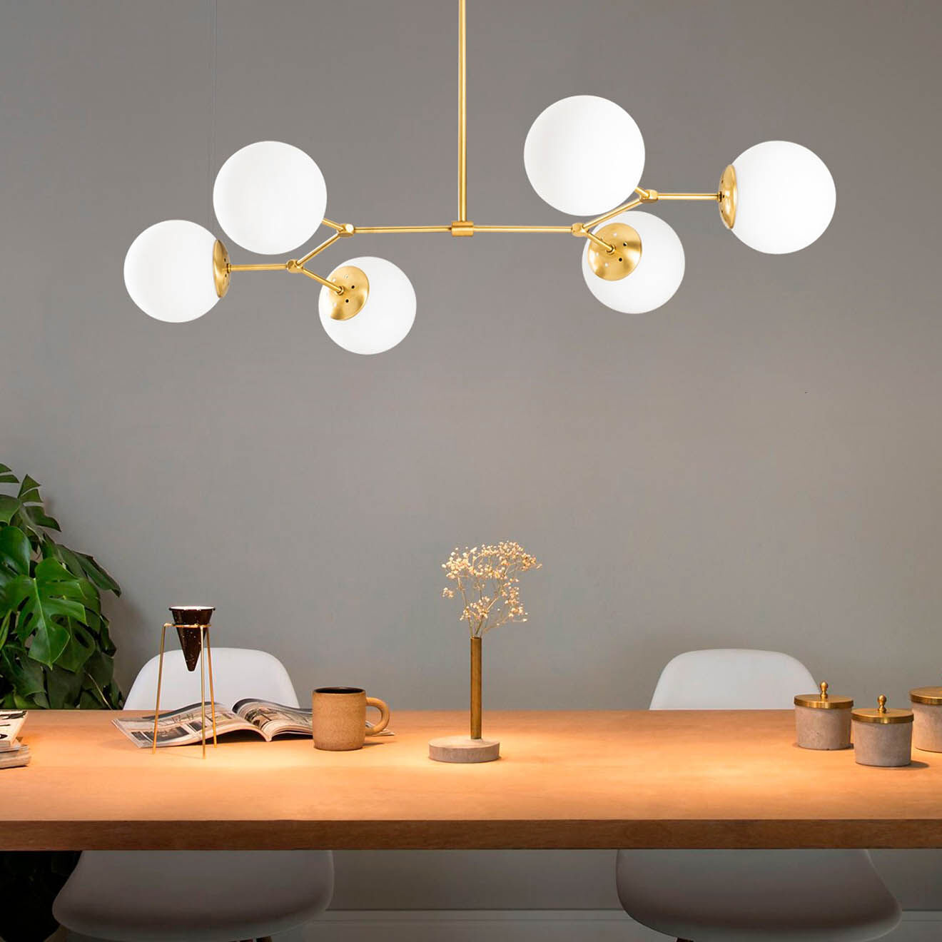 Opviq Plafonnier Damar jaune/blanc - 100x58x80 cm